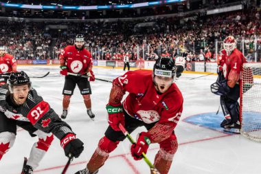 Budapeşte Macaristan Mayıs. 07 2024 Kanada - Macaristan hokey maçında her iki ülke milli takımları da yer aldı. Kanada - Macaristan 4: 0 