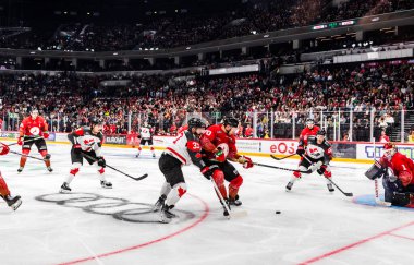 Budapeşte Macaristan Mayıs. 07 2024 Kanada - Macaristan hokey maçında her iki ülke milli takımları da yer aldı. Kanada - Macaristan 4: 0 