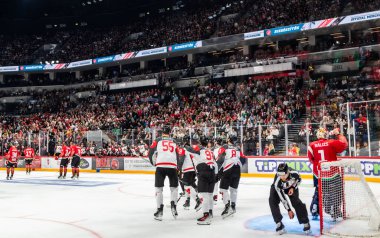 Budapeşte Macaristan Mayıs. 07 2024 Kanada - Macaristan hokey maçında her iki ülke milli takımları da yer aldı. Kanada - Macaristan 4: 0 