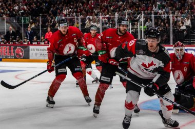 Budapeşte Macaristan Mayıs. 07 2024 Kanada - Macaristan hokey maçında her iki ülke milli takımları da yer aldı. Kanada - Macaristan 4: 0 