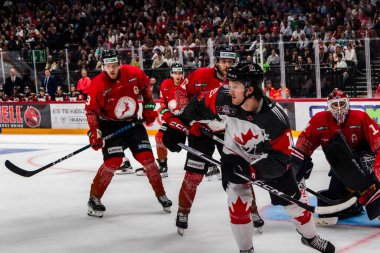 Budapeşte Macaristan Mayıs. 07 2024 Kanada - Macaristan hokey maçında her iki ülke milli takımları da yer aldı. Kanada - Macaristan 4: 0 