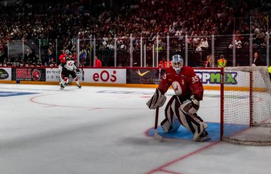 Budapeşte Macaristan Mayıs. 07 2024 Kanada - Macaristan hokey maçında her iki ülke milli takımları da yer aldı. Kanada - Macaristan 4: 0 