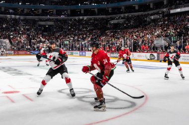 Budapeşte Macaristan Mayıs. 07 2024 Kanada - Macaristan hokey maçında her iki ülke milli takımları da yer aldı. Kanada - Macaristan 4: 0 