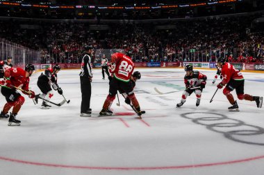 Budapeşte Macaristan Mayıs. 07 2024 Kanada - Macaristan hokey maçında her iki ülke milli takımları da yer aldı. Kanada - Macaristan 4: 0 