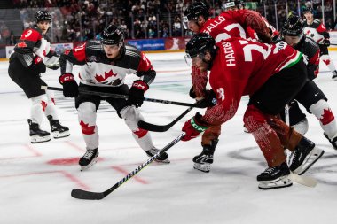 Budapeşte Macaristan Mayıs. 07 2024 Kanada Macaristan hokey maçında her iki ülke de Ulusal Takım. Kanada - Macaristan 4: 0 