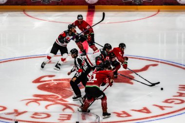 Budapeşte Macaristan Mayıs. 07 2024 Kanada Macaristan hokey maçında her iki ülke de Ulusal Takım. Kanada - Macaristan 4: 0 