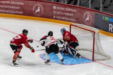 Budapeşte Macaristan Mayıs. 07 2024 Kanada Macaristan hokey maçında her iki ülke de Ulusal Takım. Kanada - Macaristan 4: 0 