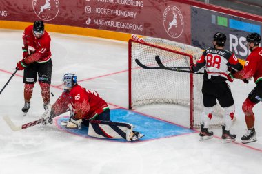 Budapeşte Macaristan Mayıs. 07 2024 Kanada Macaristan hokey maçında her iki ülke de Ulusal Takım. Kanada - Macaristan 4: 0 