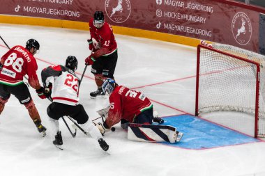 Budapeşte Macaristan Mayıs. 07 2024 Kanada Macaristan hokey maçında her iki ülke de Ulusal Takım. Kanada - Macaristan 4: 0 