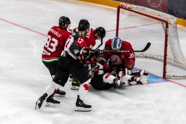 Budapeşte Macaristan Mayıs. 07 2024 Kanada Macaristan hokey maçında her iki ülke de Ulusal Takım. Kanada - Macaristan 4: 0 