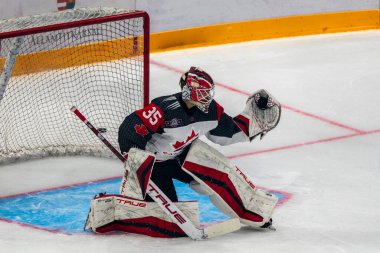 Budapeşte Macaristan Mayıs. 07 2024 Kanada Macaristan hokey maçında her iki ülke de Ulusal Takım. Kanada - Macaristan 4: 0 
