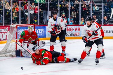 Macaristan Budapeşte 2 Mayıs 2025: Buz Hokeyi Dünya Şampiyonası ısınma maçı. Canda - Macaristan 6-0