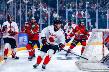 Macaristan Budapeşte 2 Mayıs 2025: Buz Hokeyi Dünya Şampiyonası ısınma maçı. Canda - Macaristan 6-0