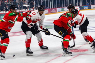 Macaristan Budapeşte 2 Mayıs 2025: Buz Hokeyi Dünya Şampiyonası ısınma maçı. Canda - Macaristan 6-0