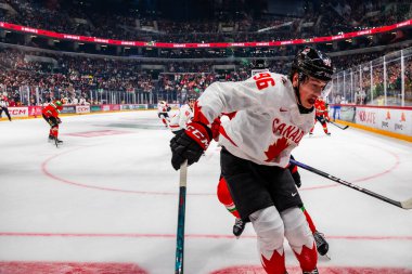 Macaristan Budapeşte 2 Mayıs 2025: Buz Hokeyi Dünya Şampiyonası ısınma maçı. Canda - Macaristan 6-0