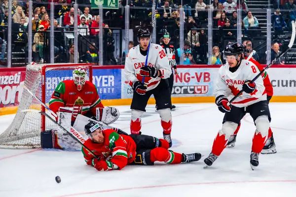 Macaristan Budapeşte 2 Mayıs 2025: Buz Hokeyi Dünya Şampiyonası ısınma maçı. Canda - Macaristan 6-0