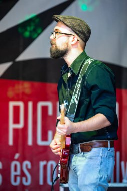 Dunaharaszty Macaristan Temmuz. 31 2024: Tanımlanamayan insanlar bir rock konserinde dans ediyorlar. Rockabilly.