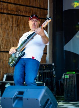 Dunaharaszty Macaristan Temmuz. 31 2024: Tanımlanamayan insanlar bir rock konserinde dans ediyorlar. Rockabilly.