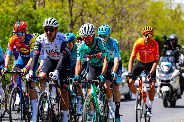 Macaristan 17 Mayıs 2025: 4. aşama sırasında destek araçlarıyla birlikte sürücüler ve destek ekibi. 