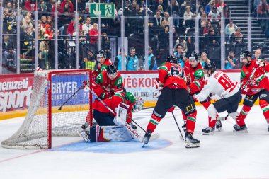 Macaristan Budapeşte Mayıs 05: 2025: Dünya Şampiyonası ısınma buz hokeyi maçı Kanada - Macaristan 6-0