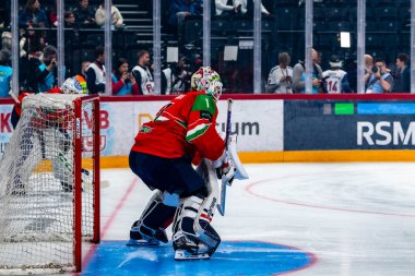 Macaristan Budapeşte Mayıs 05: 2025: Dünya Şampiyonası ısınma buz hokeyi maçı Kanada - Macaristan 6-0