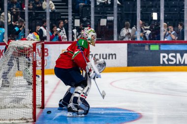 Macaristan Budapeşte Mayıs 05: 2025: Dünya Şampiyonası ısınma buz hokeyi maçı Kanada - Macaristan 6-0