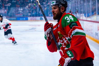 Macaristan Budapeşte Mayıs 05: 2025: Dünya Şampiyonası ısınma buz hokeyi maçı Kanada - Macaristan 6-0