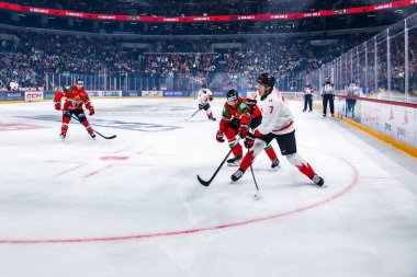 Macaristan Budapeşte Mayıs 05: 2025: Dünya Şampiyonası ısınma buz hokeyi maçı Kanada - Macaristan 6-0