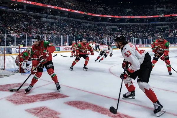 Macaristan Budapeşte Mayıs 05: 2025: Dünya Şampiyonası ısınma buz hokeyi maçı Kanada - Macaristan 6-0