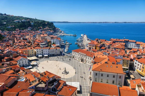 Orașul Piran Marea Adriatică Slovenia Populație 240 Locuitori Oraș Vedere — Fotografie, imagine de stoc