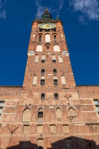 Reloj Principal Del Ayuntamiento Campanario Ciudad Gdansk Polonia Edificio Estilo —  Fotos de Stock