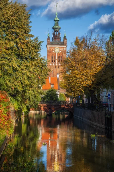 Autumn Radunia Canal View Catherine Church City Gdansk Poland — Stock Photo, Image
