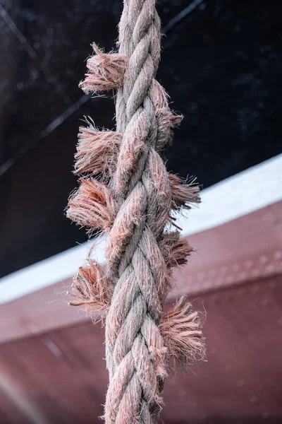 Mooring Rope Old Thick Frayed Ship Background Marine Theme — Stock Photo, Image
