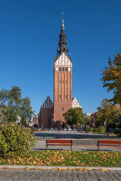 Katedrála Mikuláše Park Městě Elblag Polsku Gotický Středověký Kostel Roku — Stock fotografie
