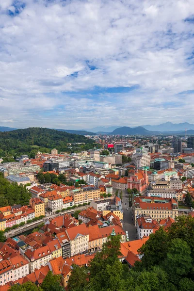 Ljubljana Városkép Szlovénia Fővárosa Kilátás Óváros Felett Preseren Square — Stock Fotó