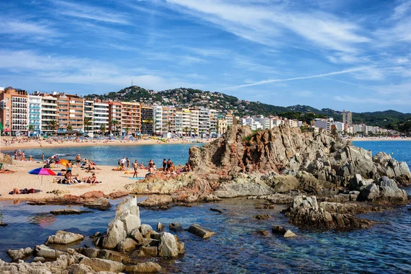Lloret Mar Catalonia Spain October 2016 People Beach Picturesque Resort — Stock Photo, Image