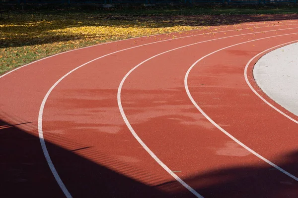 Bend Running Track Lanes Athletes Sport Field — Stock Photo, Image
