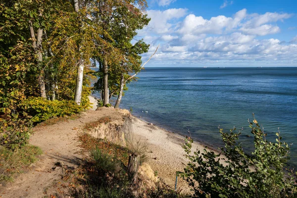 秋天在波兰格丁尼亚波罗的海的沿海小径景观 — 图库照片