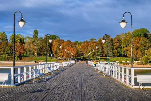 Gdingen Polen Oktober 2022 Seebrücke Orlowo Der Ostsee Einem Sonnigen — Stockfoto