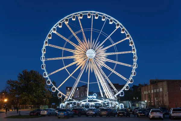 Gdansk Polen Oktober 2022 Ambersky Reuzenrad Nachts Verlicht Grote Toeristische — Stockfoto