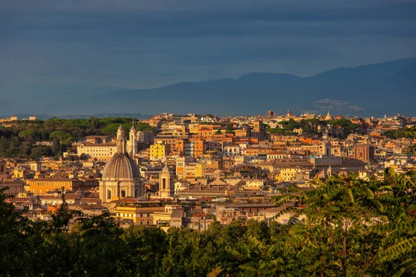 Città Roma Tramonto Paesaggio Urbano Nel Lazio Italia Vista Dalla — Foto Stock