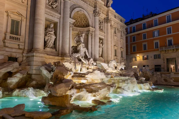 stock image The Trevi Fountain (Fontana di Trevi) at night in city of Rome, Italy, world famous Baroque style city landmark from 1762.