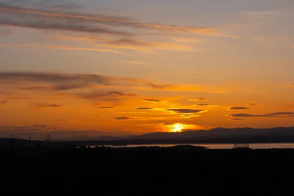Sonnenuntergangshimmel Über Firth Forth Vom Calton Hill Edinburgh Schottland Großbritannien — Stockfoto