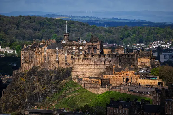 Castillo Edimburgo Ciudad Edimburgo Escocia Reino Unido Vista Desde Lado Imágenes de stock libres de derechos