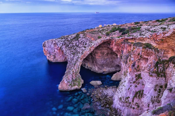 Cueva Mar Gruta Azul Amanecer Malta Cueva Emblemática Costa Sureste Imágenes de stock libres de derechos
