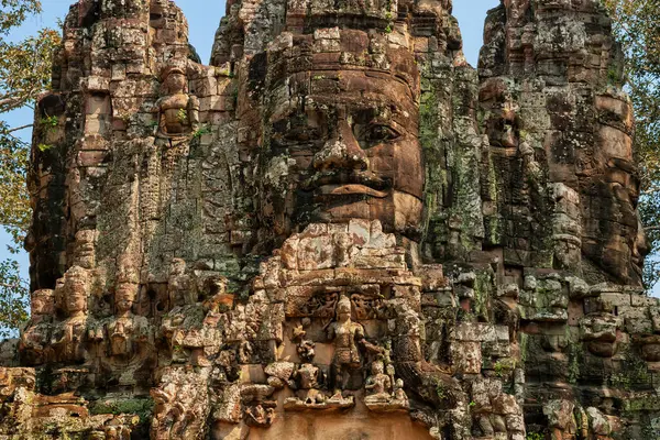 Victory Gate Naar Angkor Thom Architectonische Details Cambodja Oude Houtsnijwerken — Stockfoto