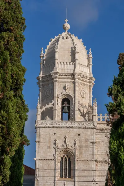 Kerk Van Santa Maria Belem Klokkentoren Lissabon Portugal Stockfoto
