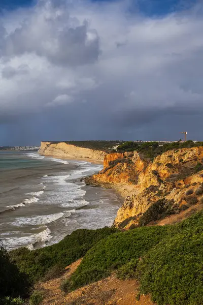 Lagos Portekiz Deki Algarve Sahil Şeridi Atlantik Okyanusu Manzaralı Praia — Stok fotoğraf