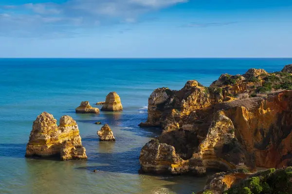 Pintoresca Costa Del Algarve Atardecer Lagos Portugal Imagen de stock