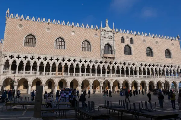 Venedig Italien Mars 2024 Dogepalatset Palazzo Ducale Stadens Landmärke Venetiansk Royaltyfria Stockfoton